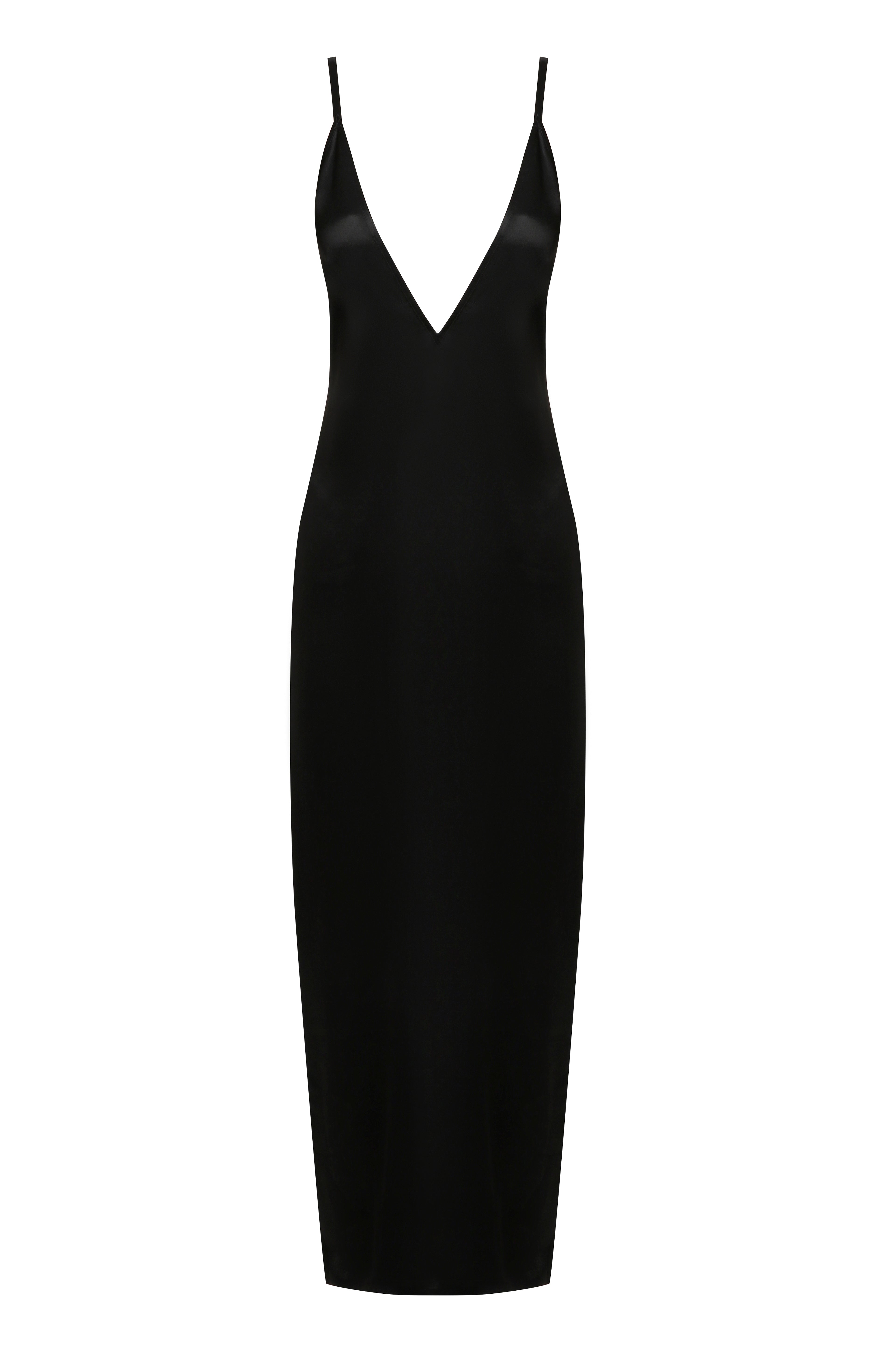 Black viscose slip-dress – POUSTOVIT
