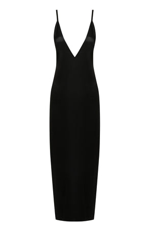 Black viscose slip-dress