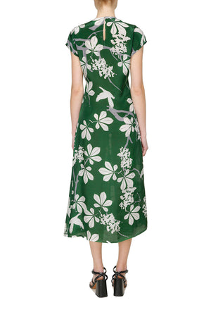 Green viscose printed dress