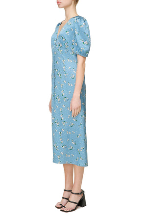 Light blue silk printed dress