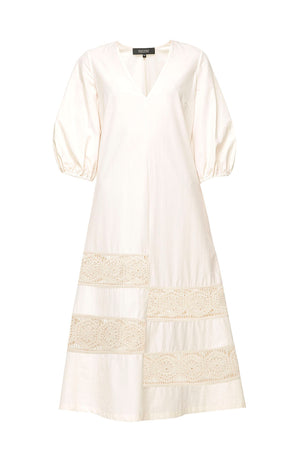 Light cotton beige dress with lace details