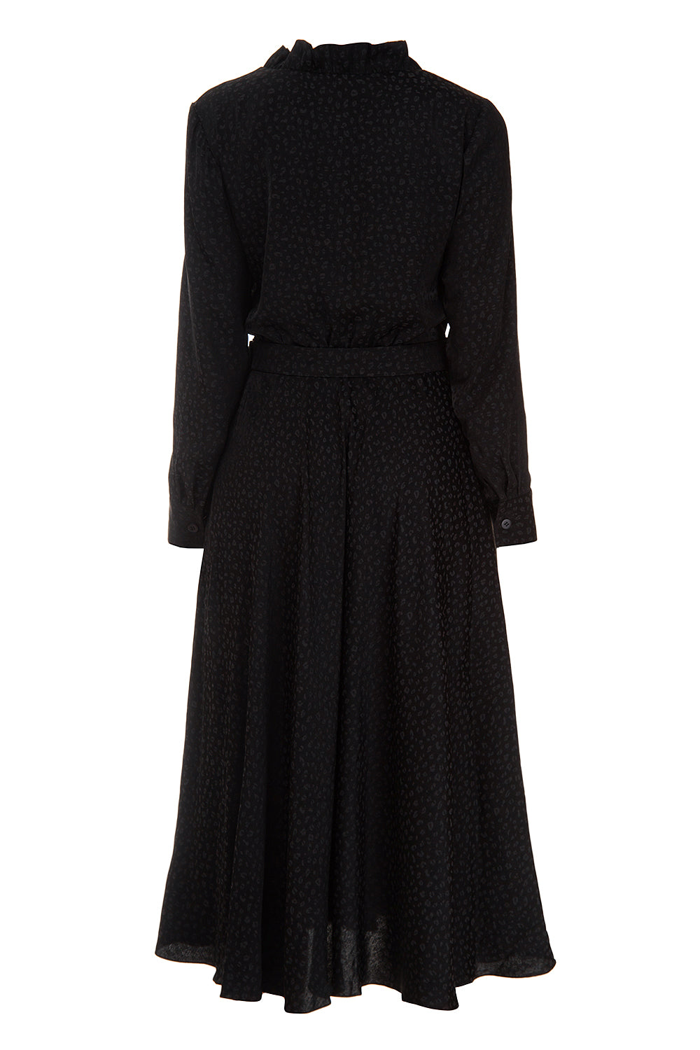 Black jacquard dress with ruffle