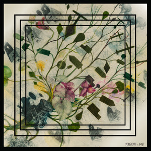 Small printed silk scarf "Torn Page 18"
