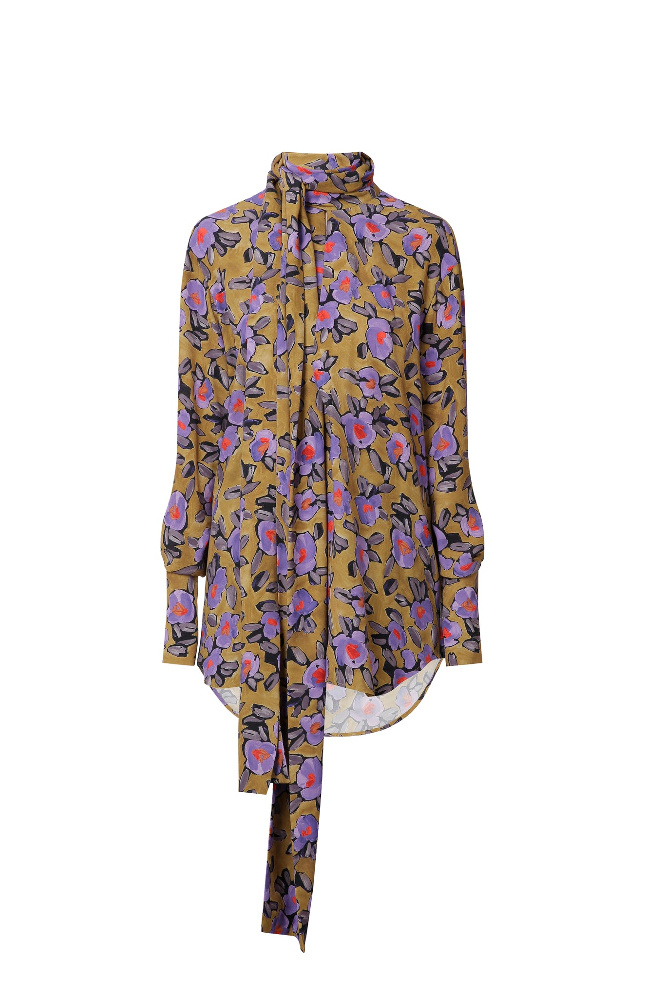 Floral blouse with ties on the neck