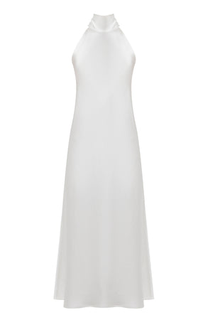 White viscose midi dress with ties
