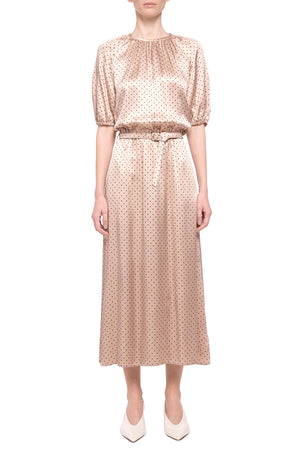 Beige viscose polka dot dress