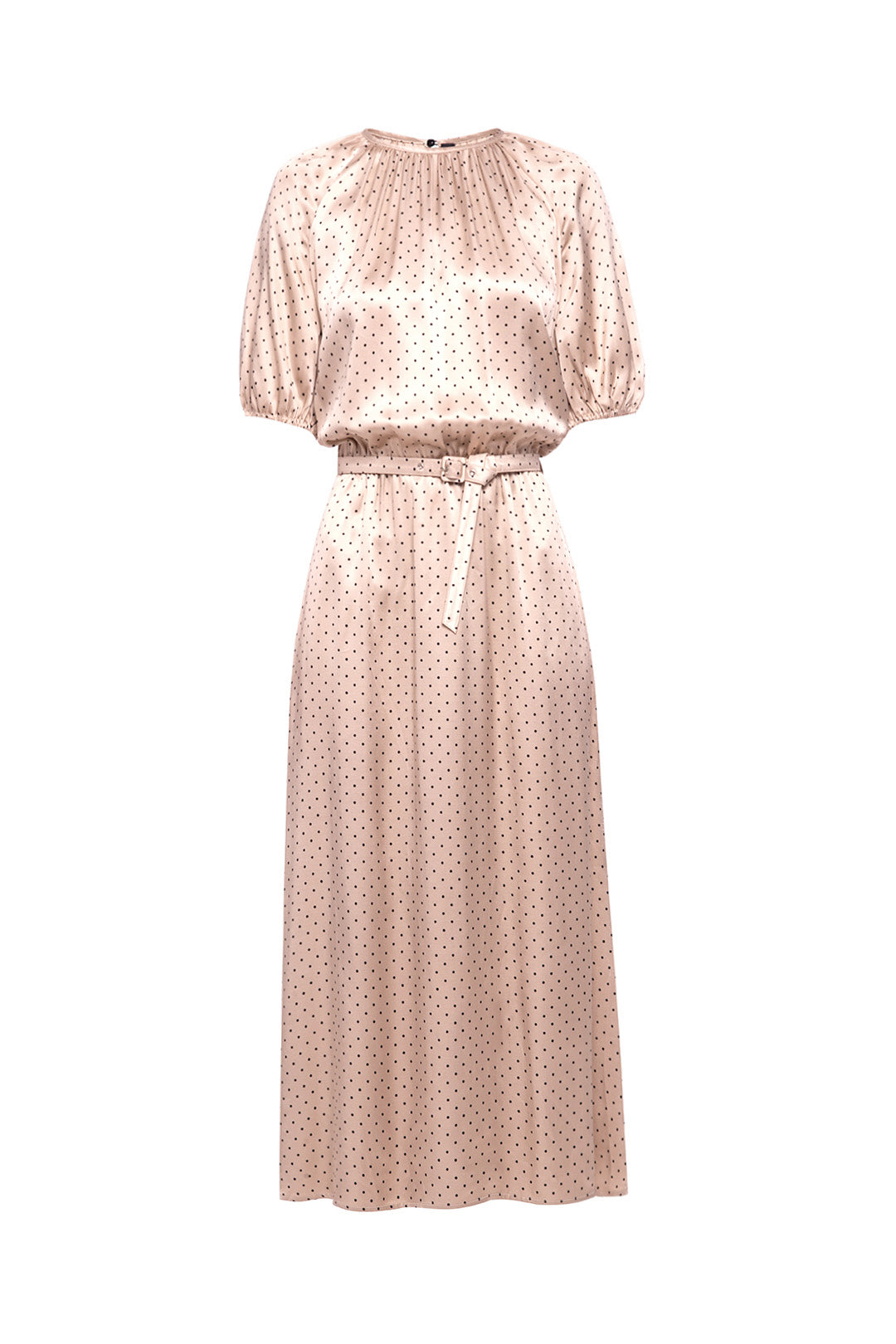 Beige viscose polka dot dress