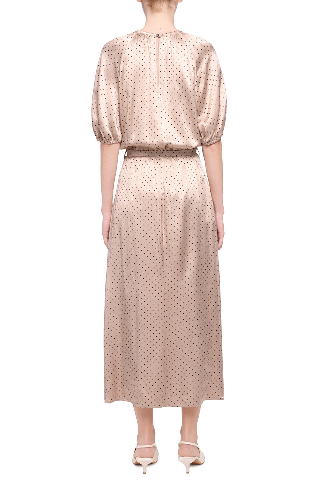 Beige viscose polka dot dress