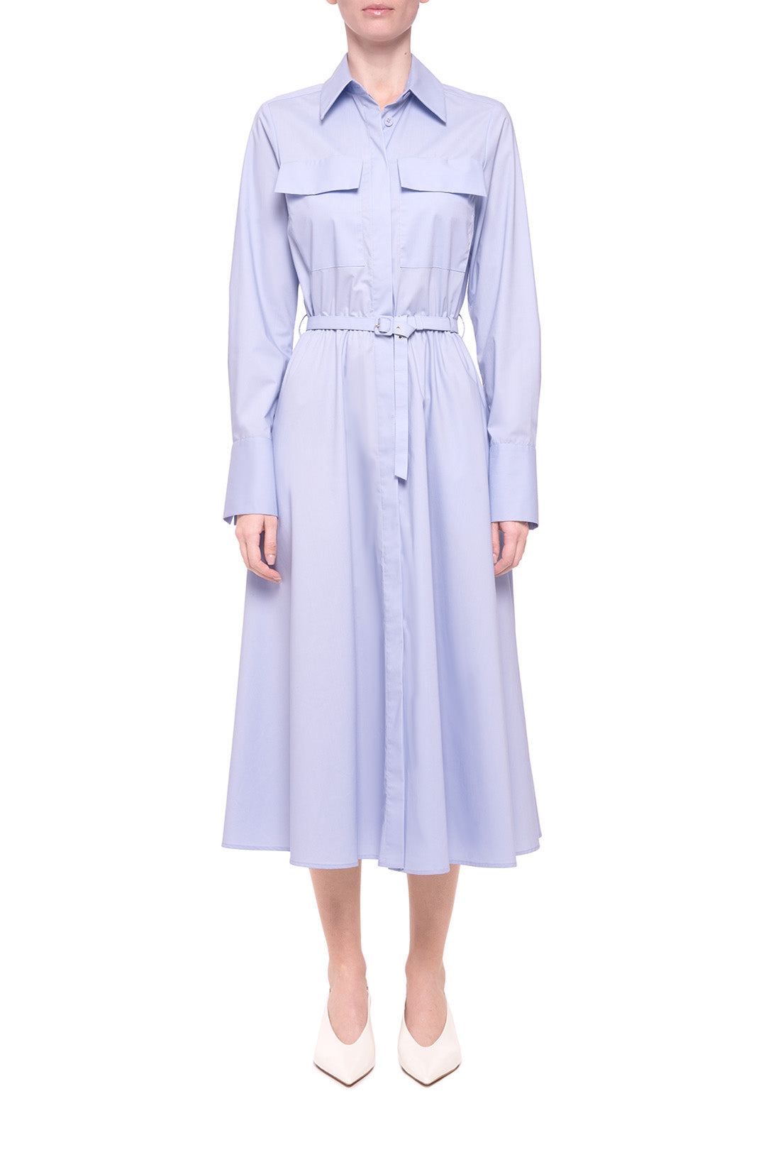 Blue cotton shirt dress