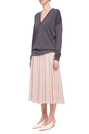 Beige striped viscose skirt