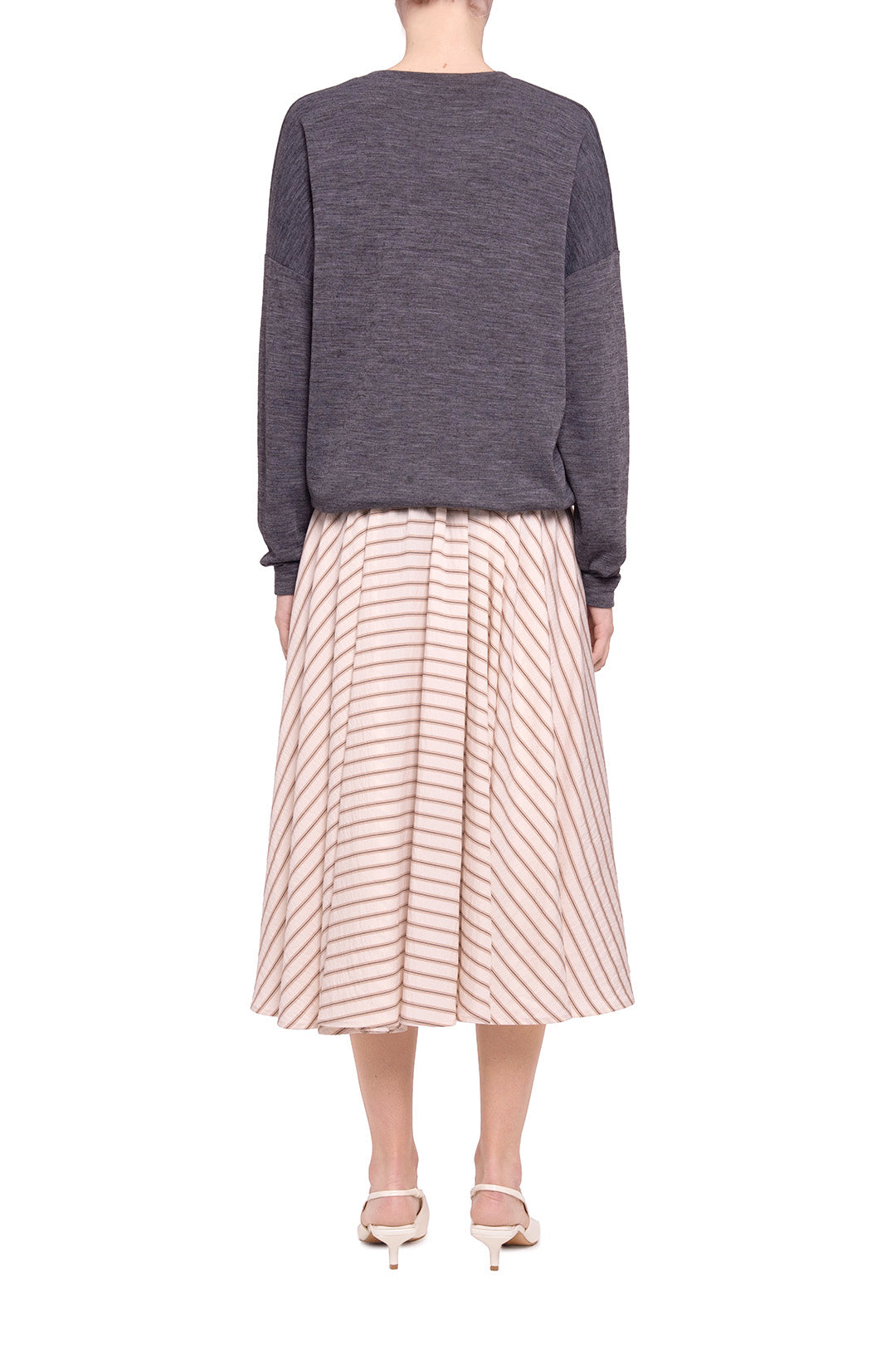 Beige striped viscose skirt