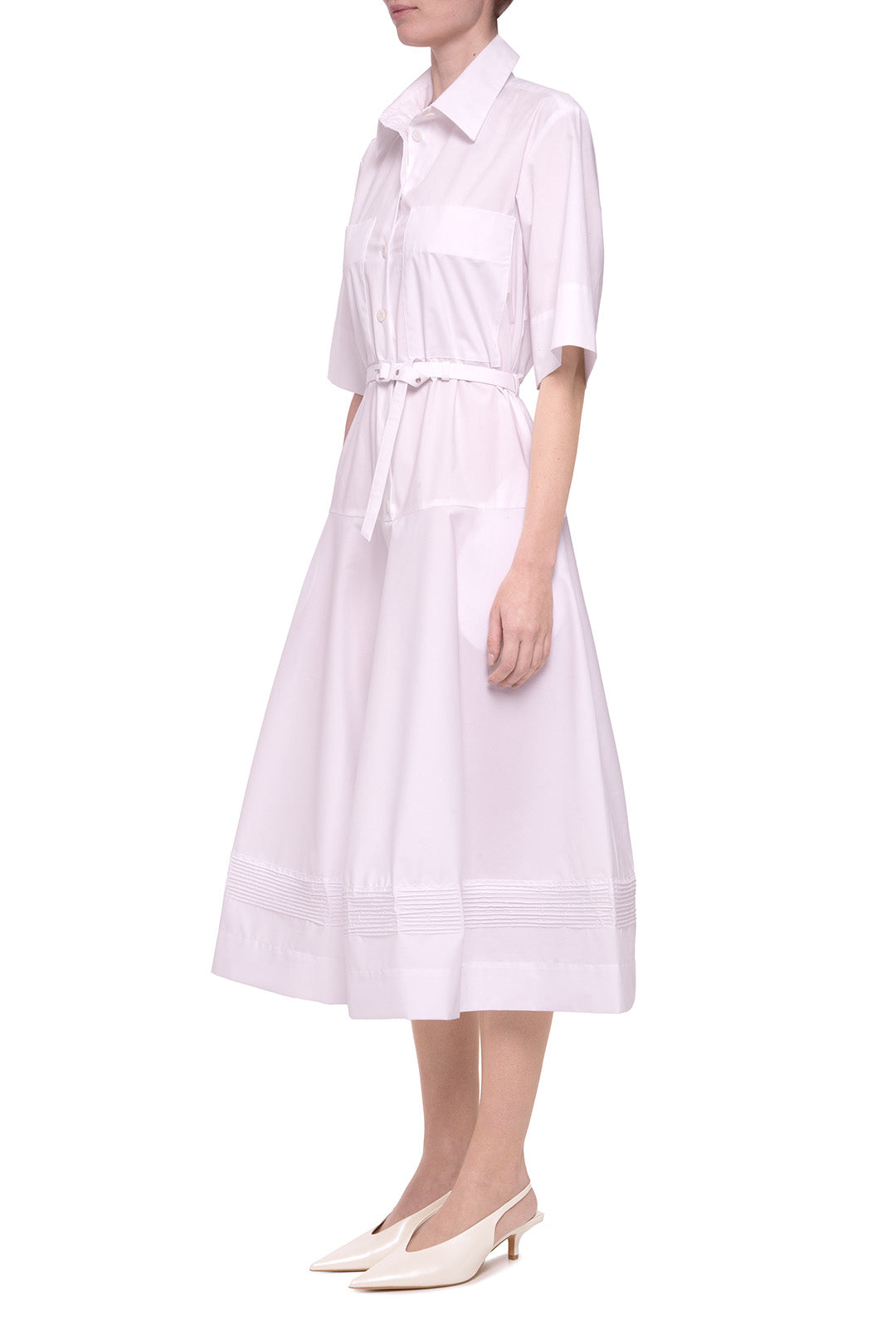 White cotton shirt dress