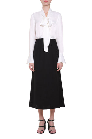 Black & white viscose midi dress with ties