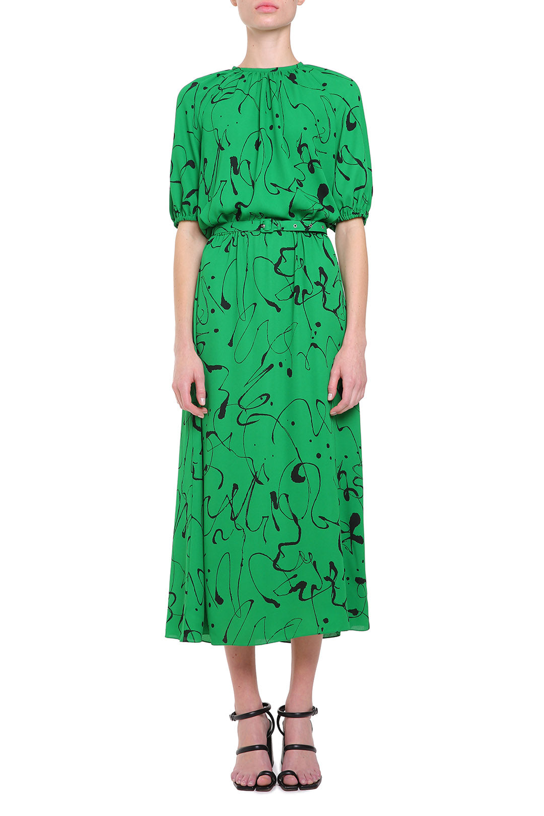 Green printed dress