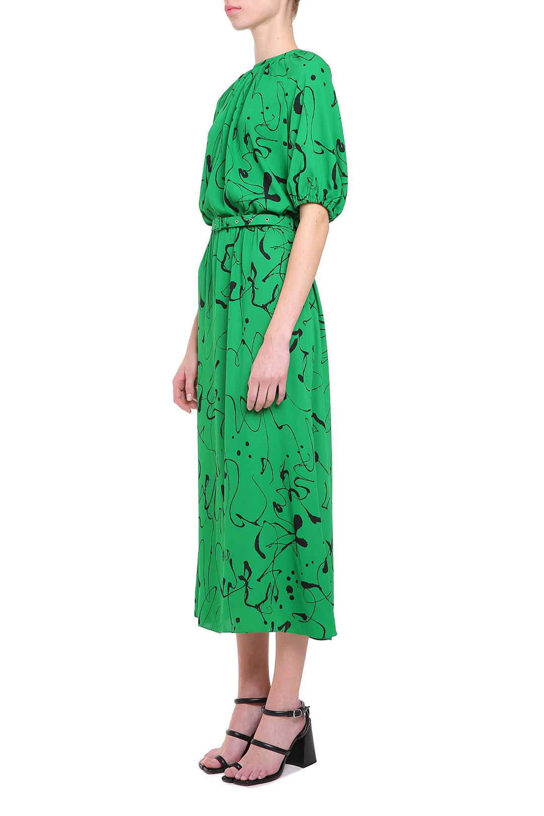 Green printed dress