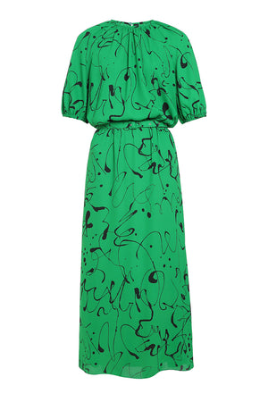 Green printed dress