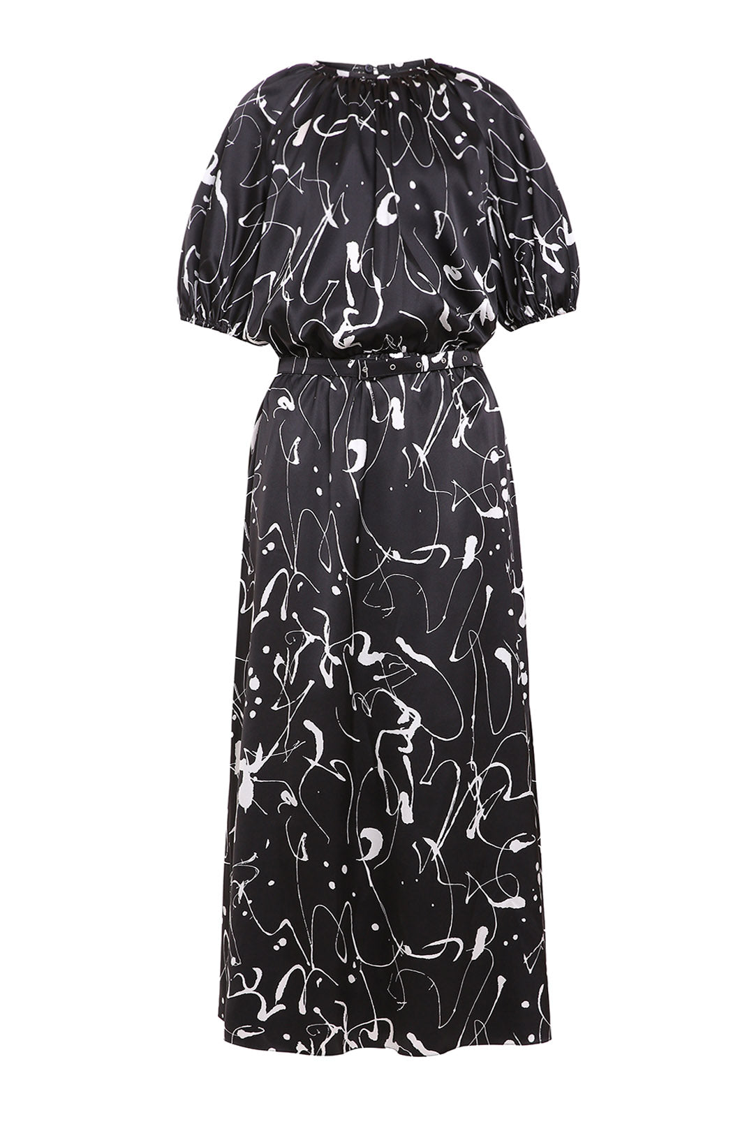 Black silk printed dress