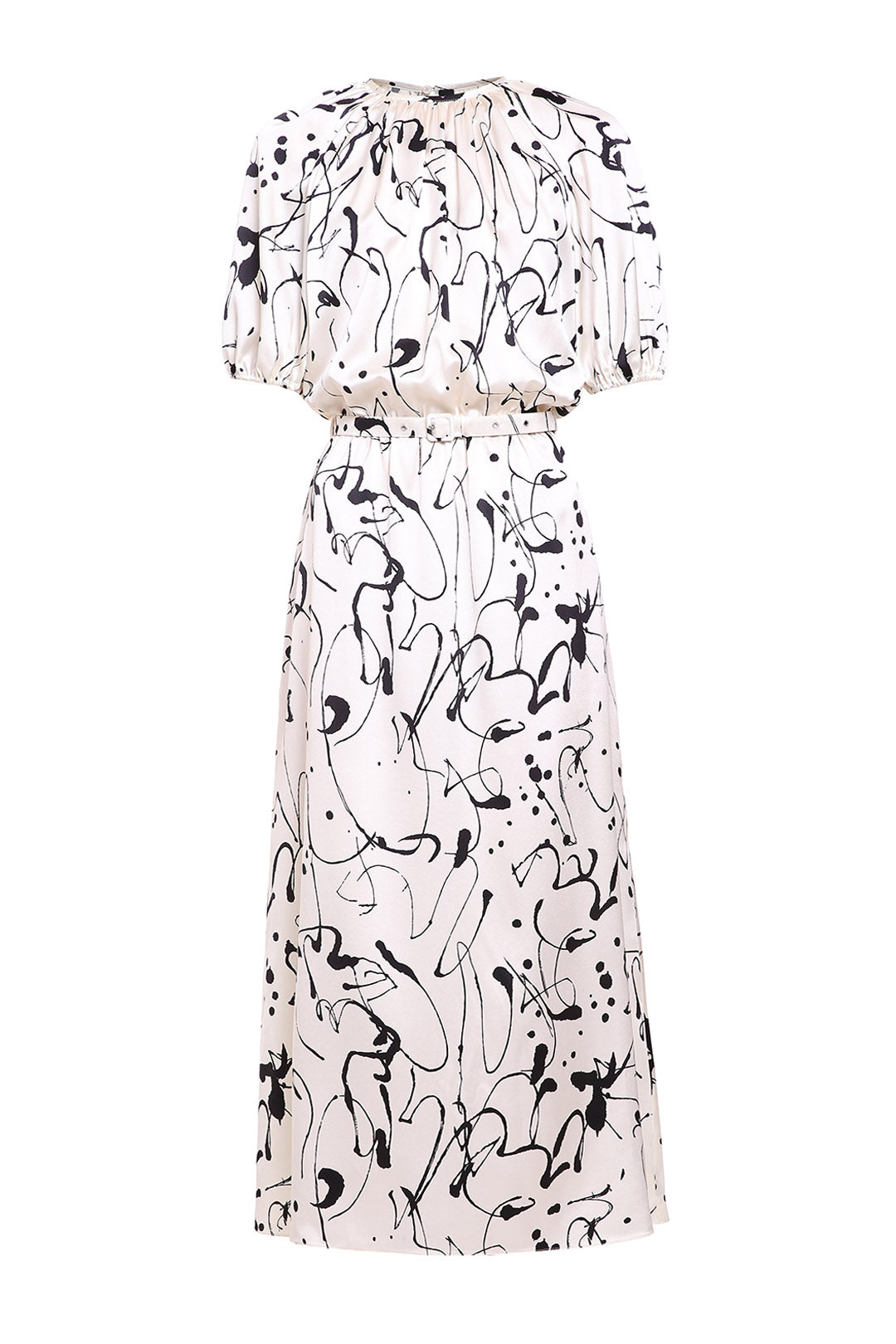 White silk printed dress