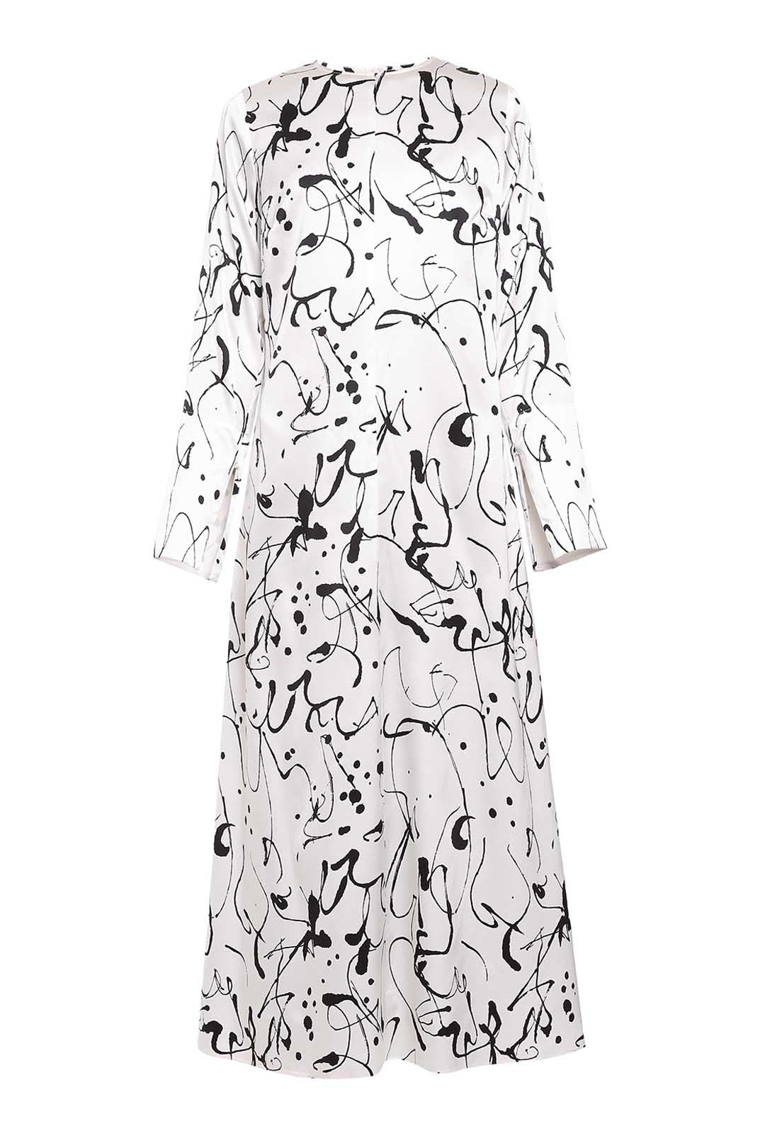 White silk printed dress