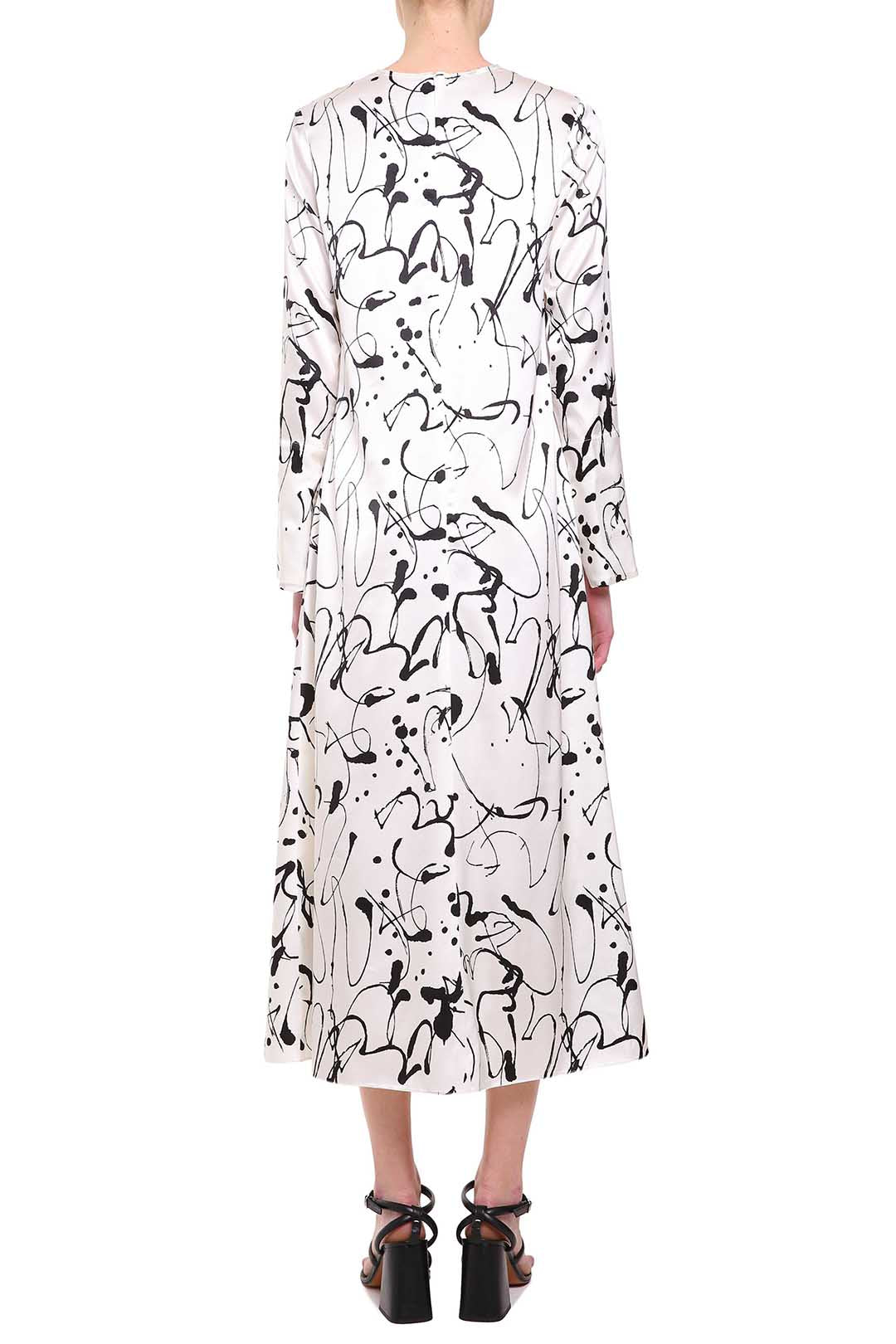 White silk printed dress