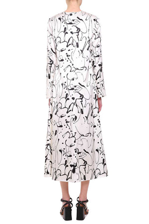 White silk printed dress