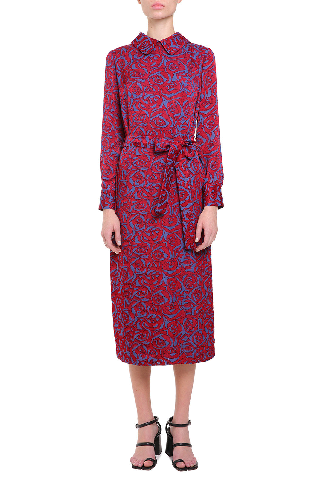 Red viscose printed dress