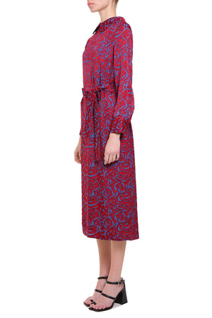 Red viscose printed dress