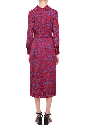 Red viscose printed dress