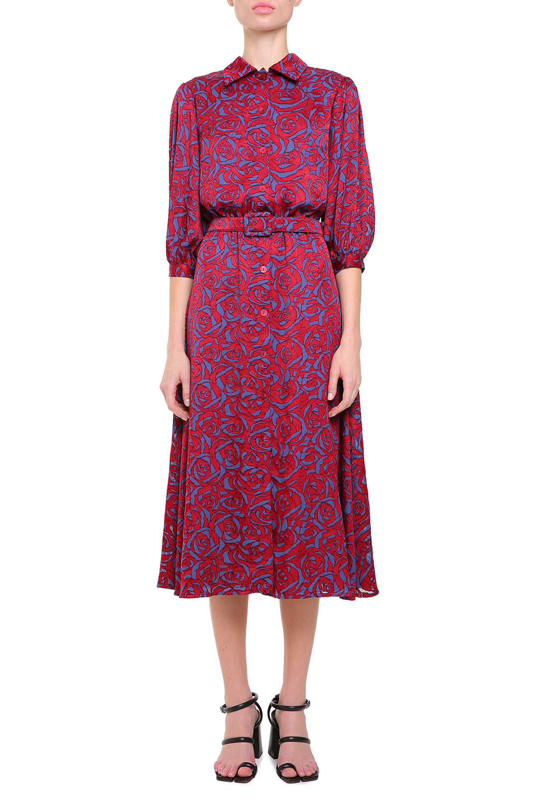 Red viscose printed dress