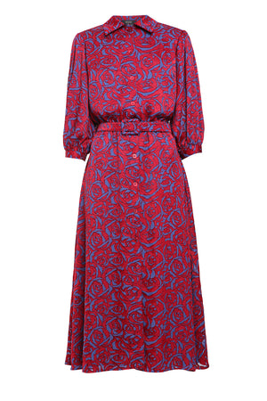 Red viscose printed dress