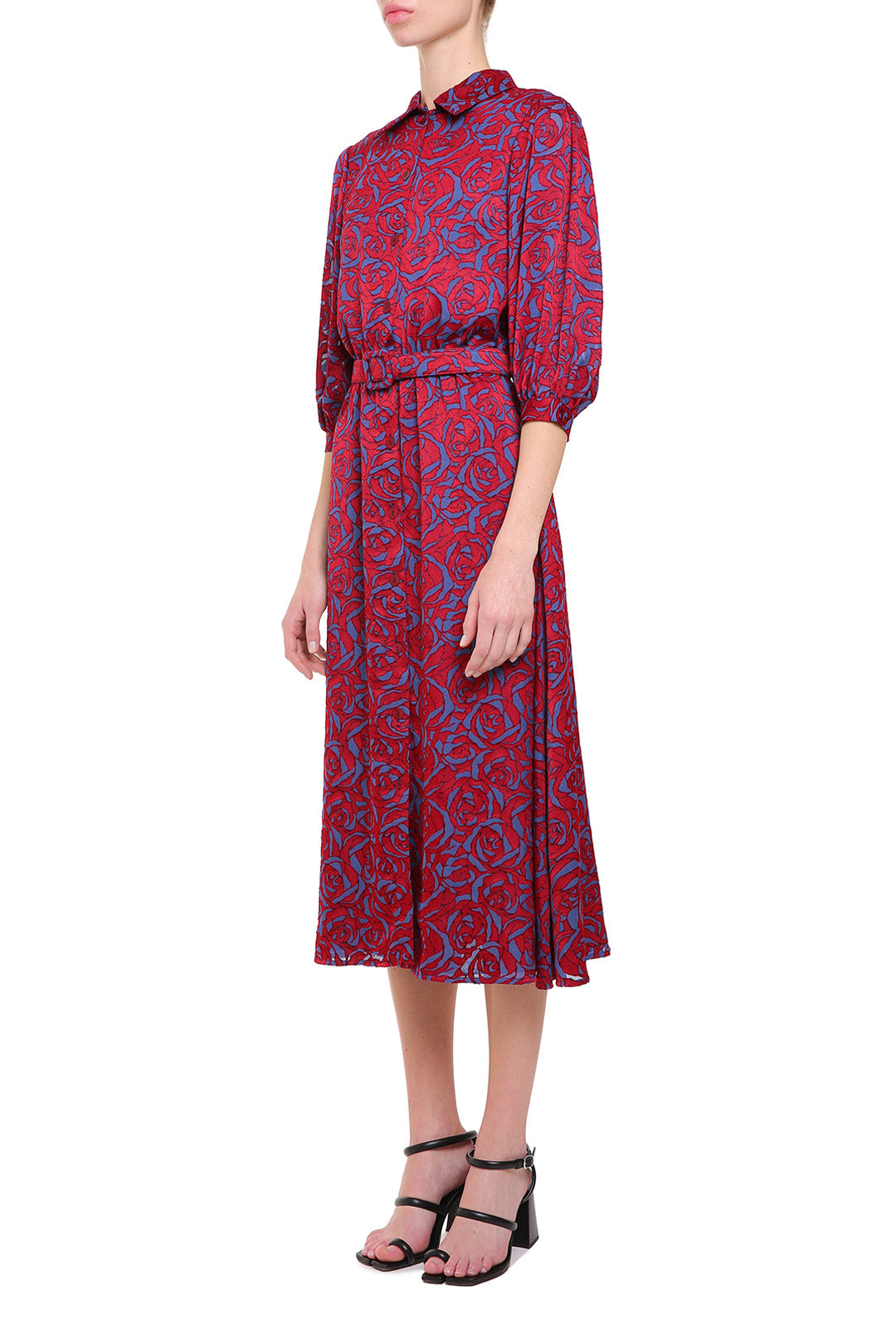 Red viscose printed dress