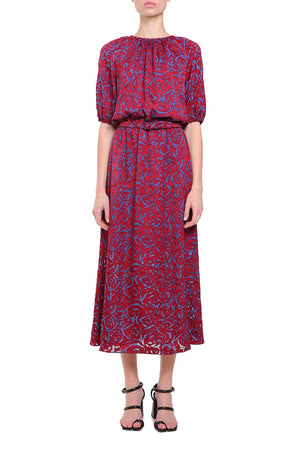 Red viscose printed dress