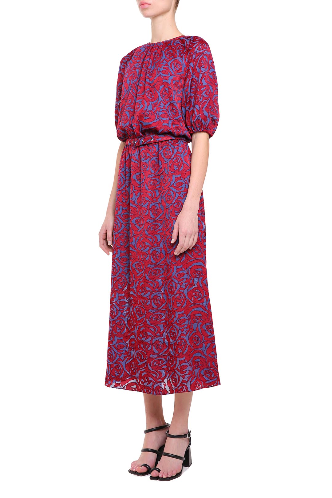 Red viscose printed dress