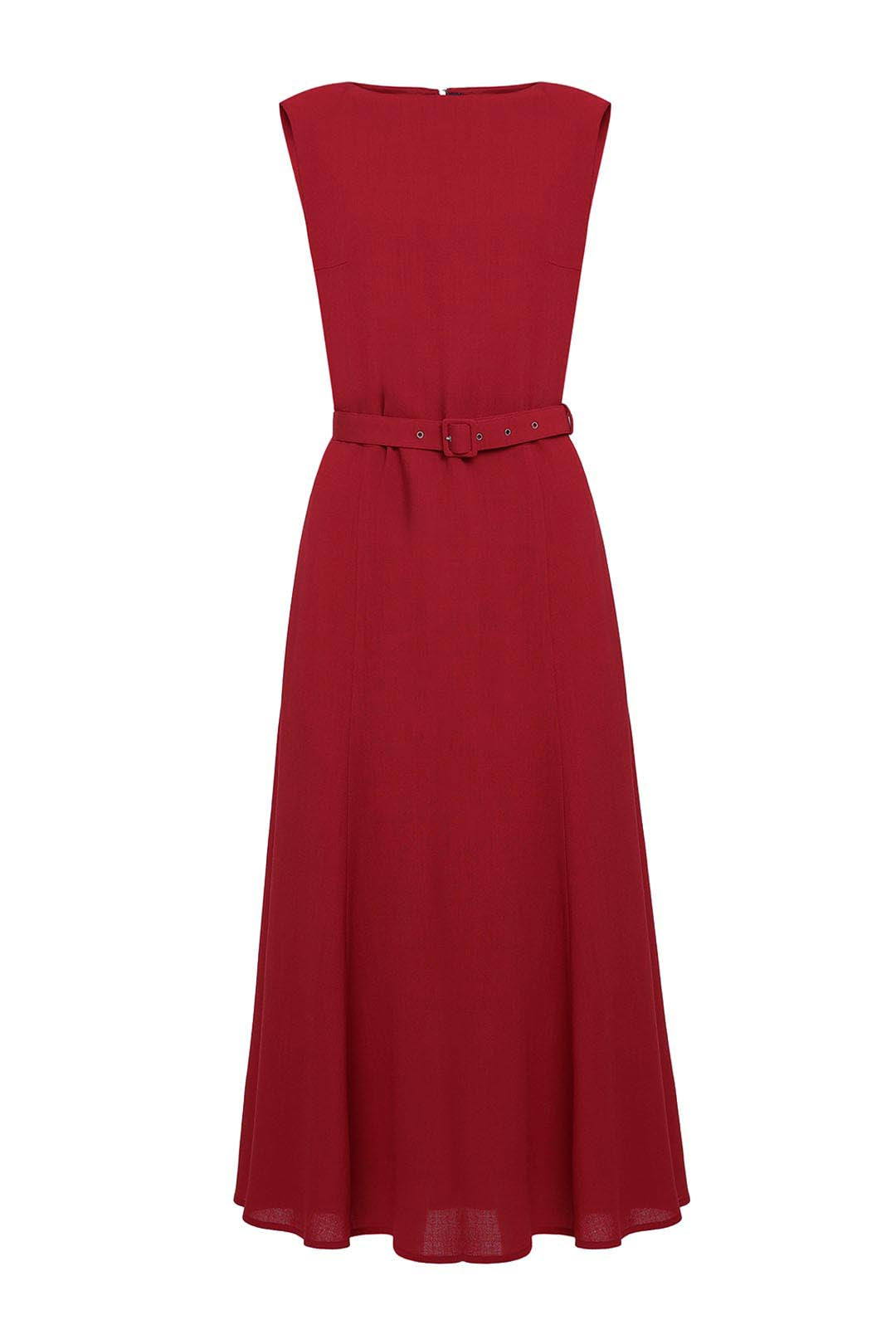 Red wool dress