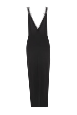 Black viscose slip-dress