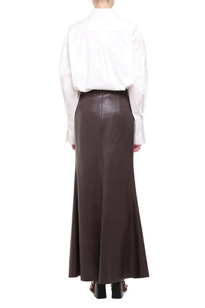 Brown faux leather maxi skirt