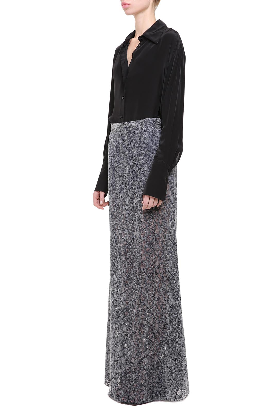 Gray lace maxi skirt