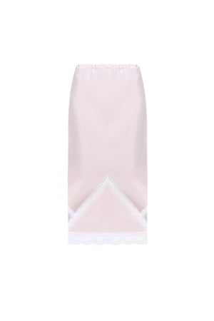 Pink viscose  skirt with lace details