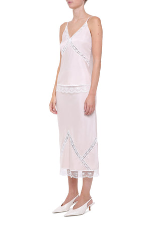 Pink viscose  skirt with lace details
