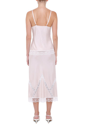 Pink viscose  skirt with lace details