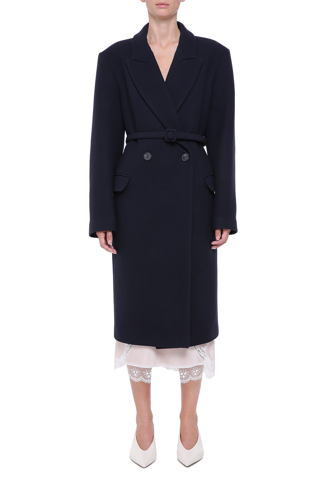 Navy-blue wool coat