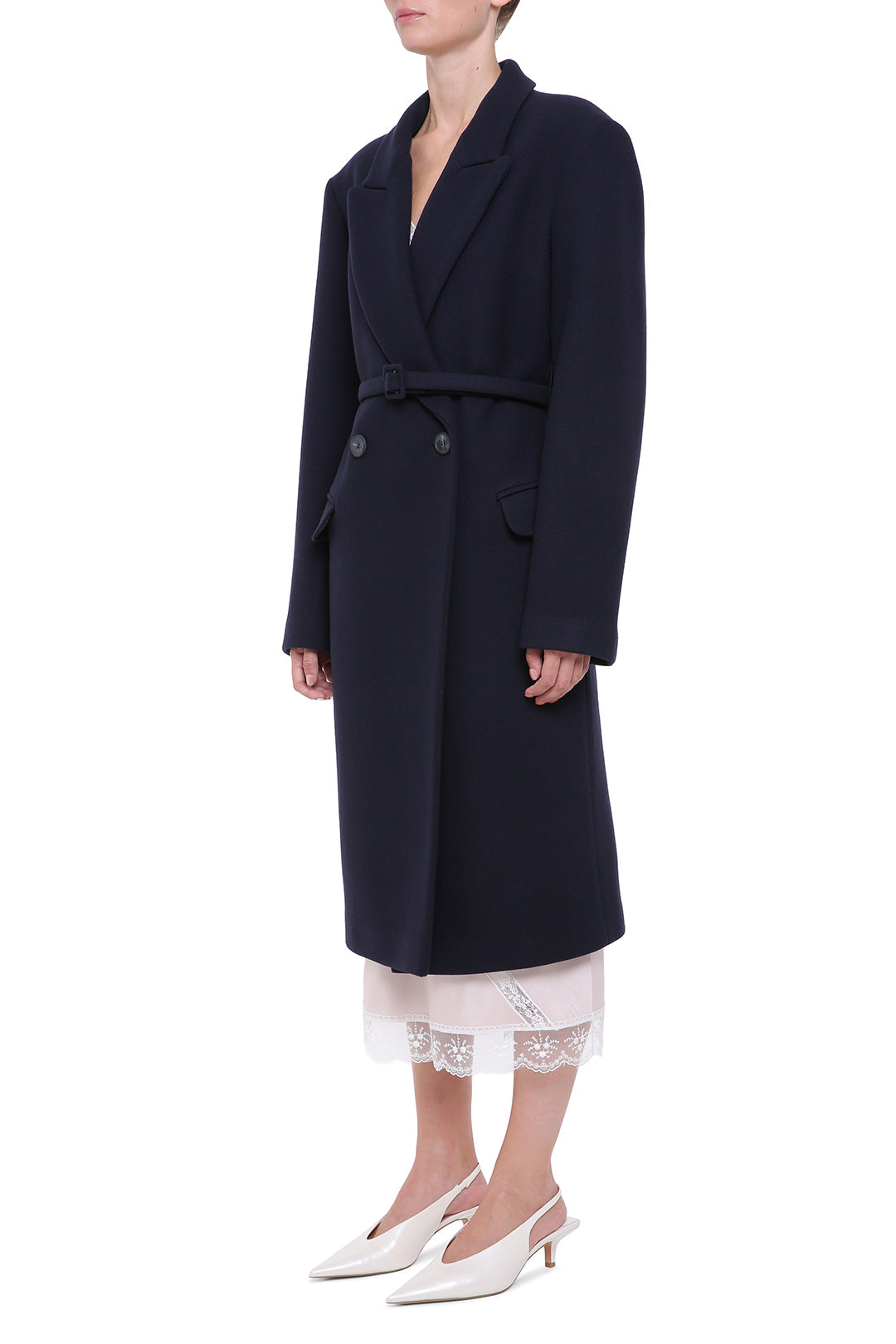 Navy-blue wool coat