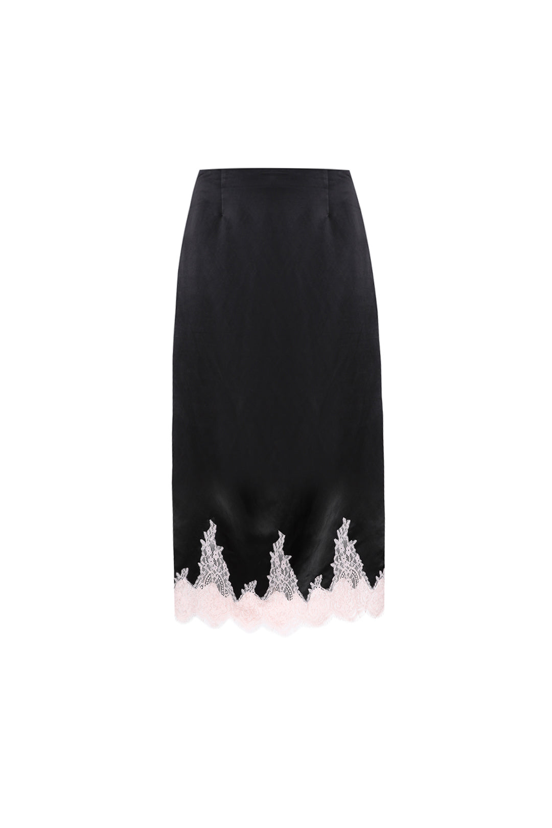 Black viscose  skirt with lace details