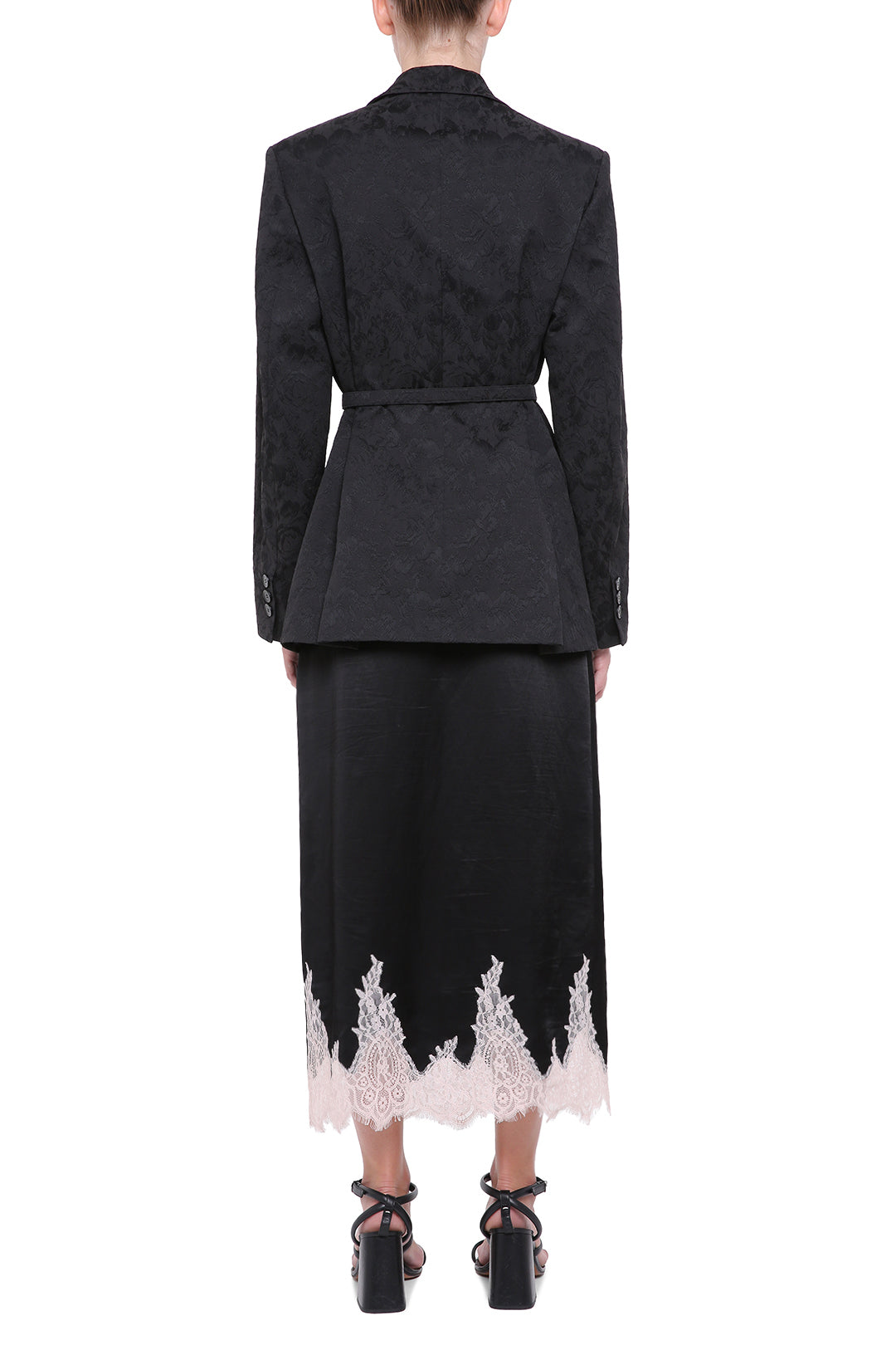Black viscose  skirt with lace details