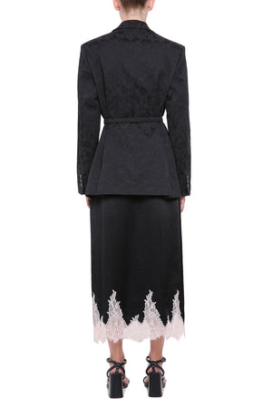 Black viscose  skirt with lace details
