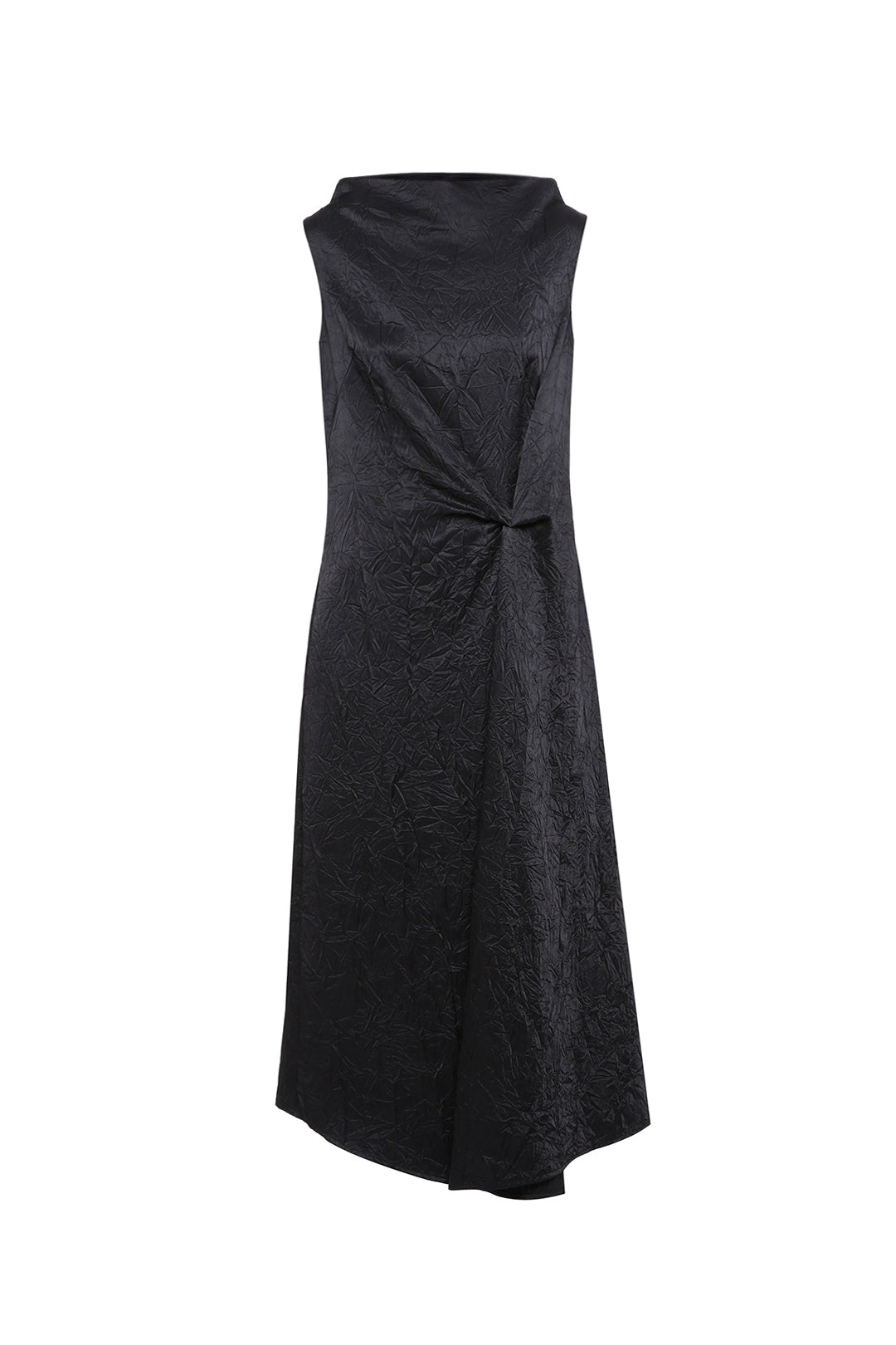 Black viscose dress with pleats