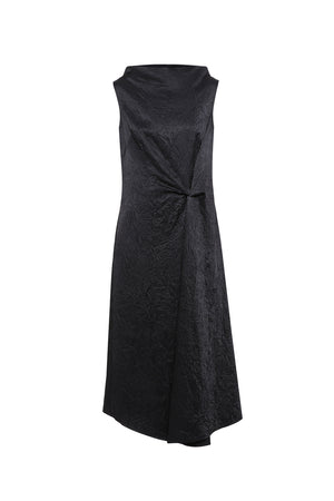 Black viscose dress with pleats