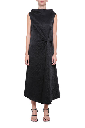 Black viscose dress with pleats