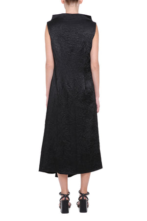 Black viscose dress with pleats