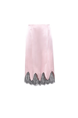 Pink viscose  skirt with lace details